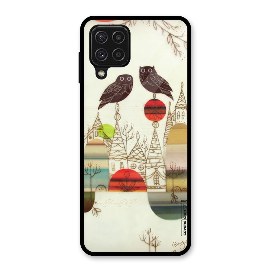 Owl Art Glass Back Case for Galaxy A22 4G