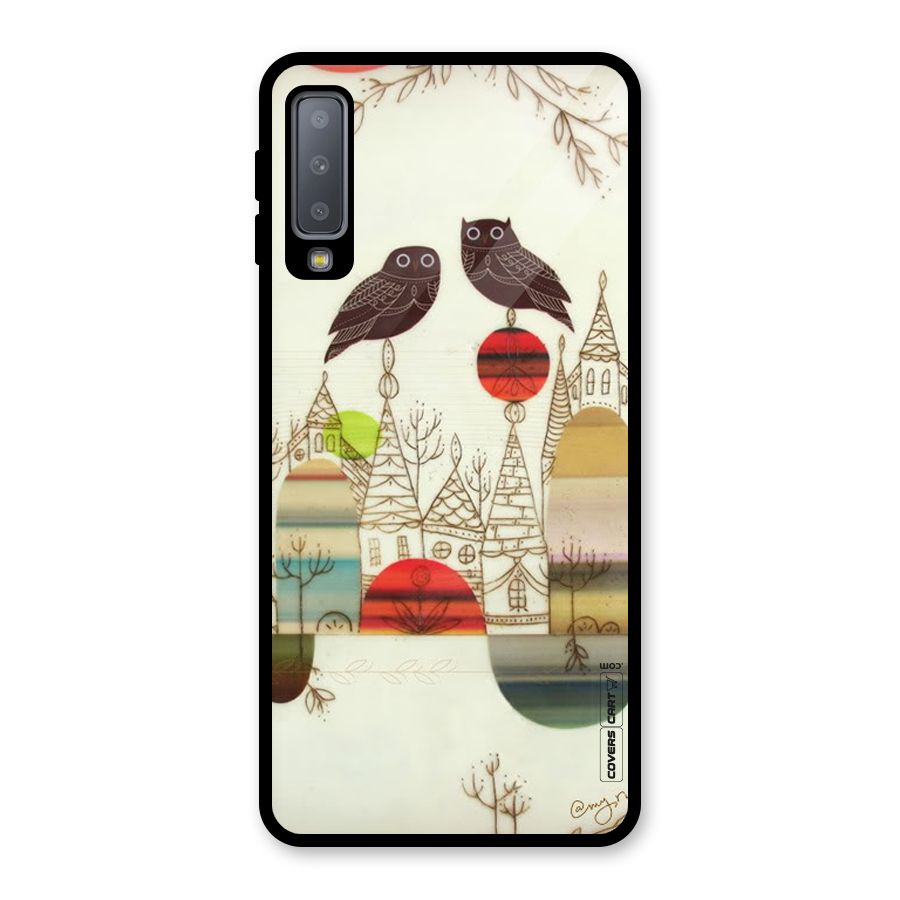 Owl Art Glass Back Case for Galaxy A7 (2018)