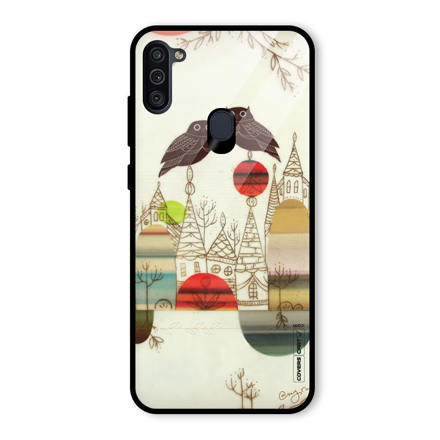 Owl Art Glass Back Case for Galaxy M11