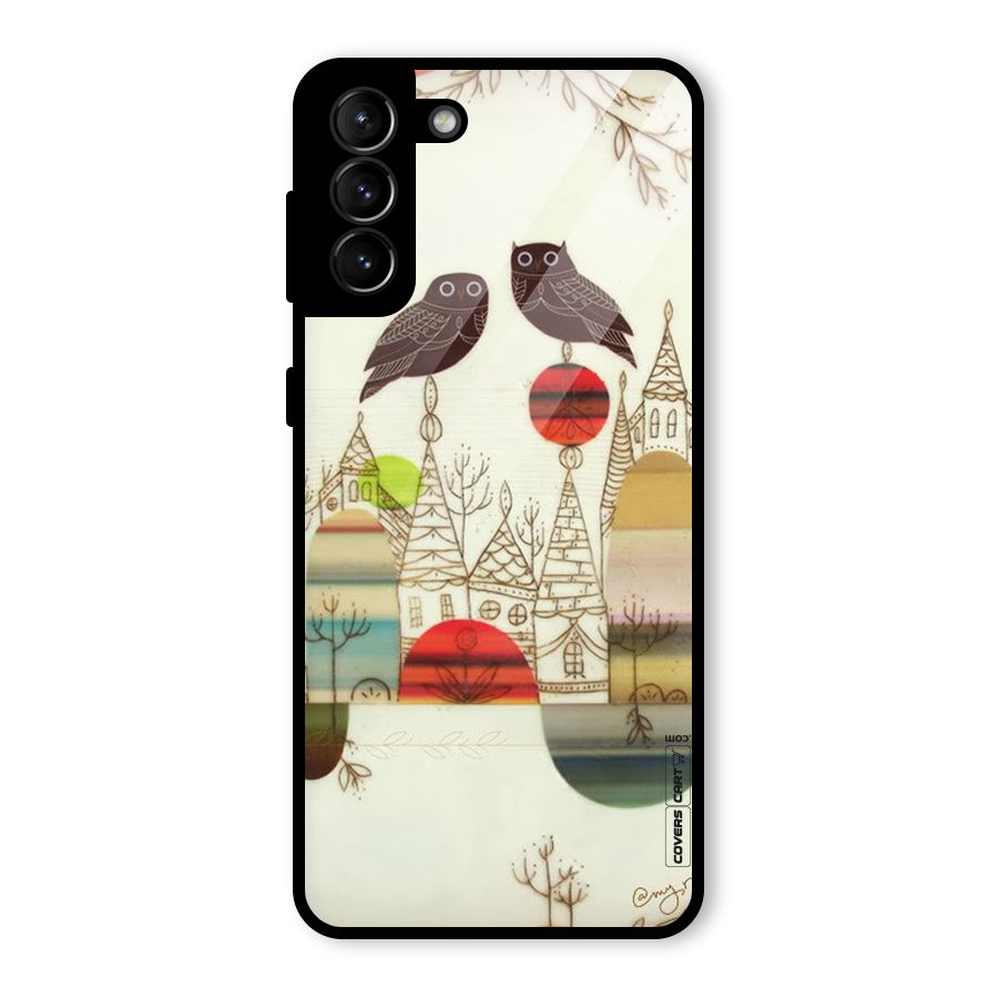 Owl Art Glass Back Case for Galaxy S21 Plus