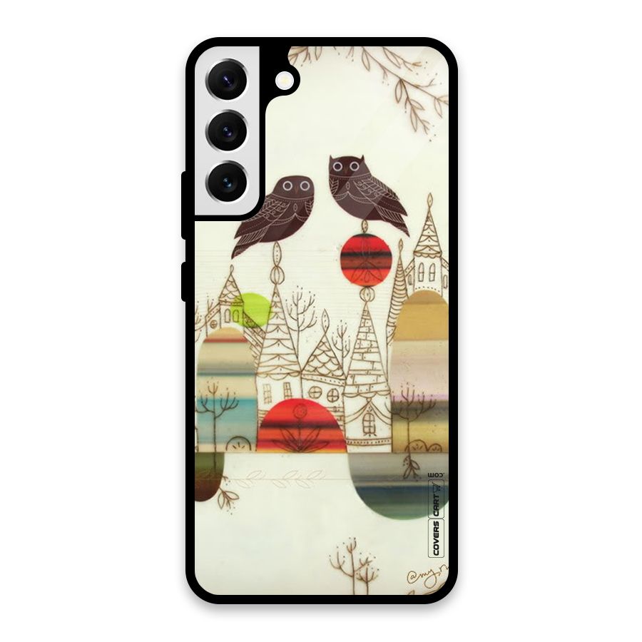 Owl Art Glass Back Case for Galaxy S22 Plus 5G