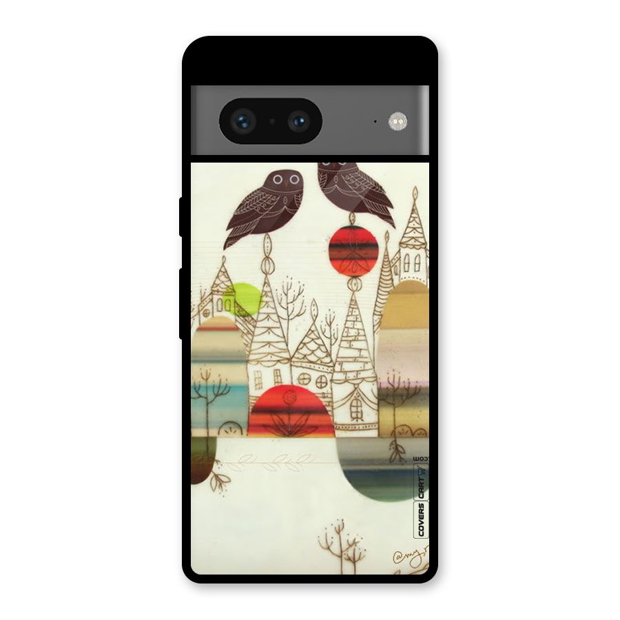 Owl Art Glass Back Case for Google Pixel 7
