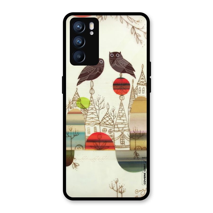 Owl Art Glass Back Case for Oppo Reno6 5G