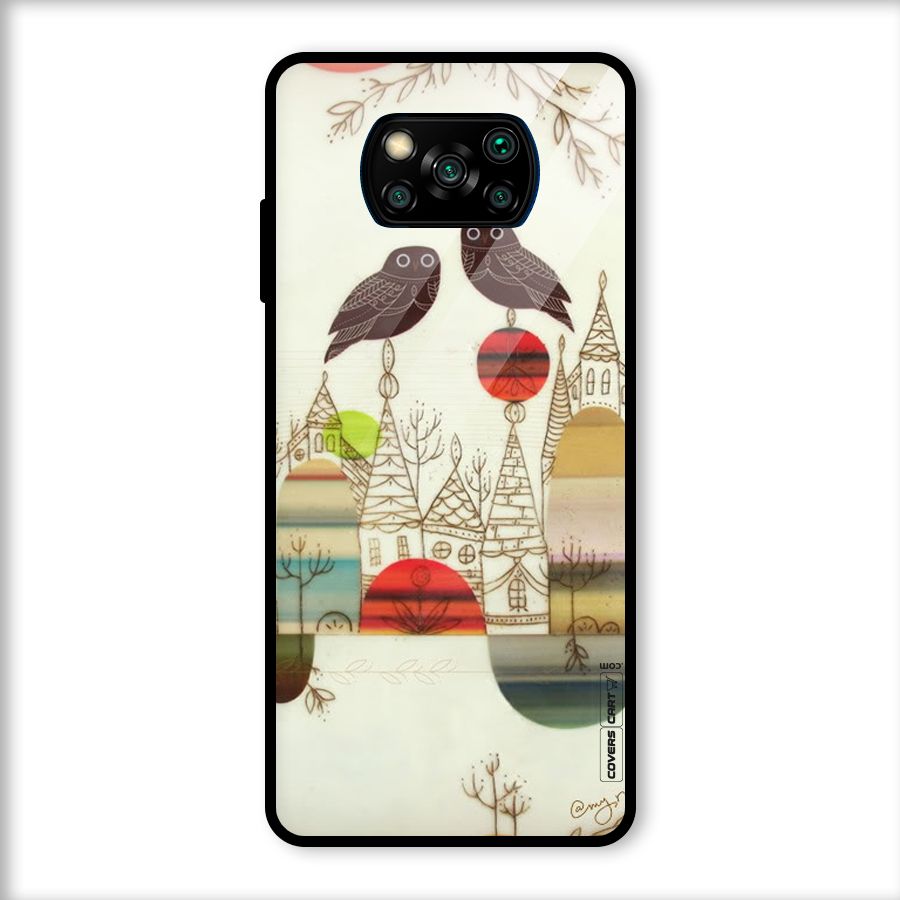 Owl Art Glass Back Case for Poco X3