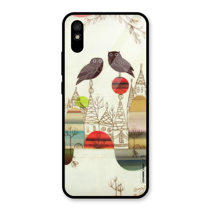 Owl Art Glass Back Case for Redmi 9i