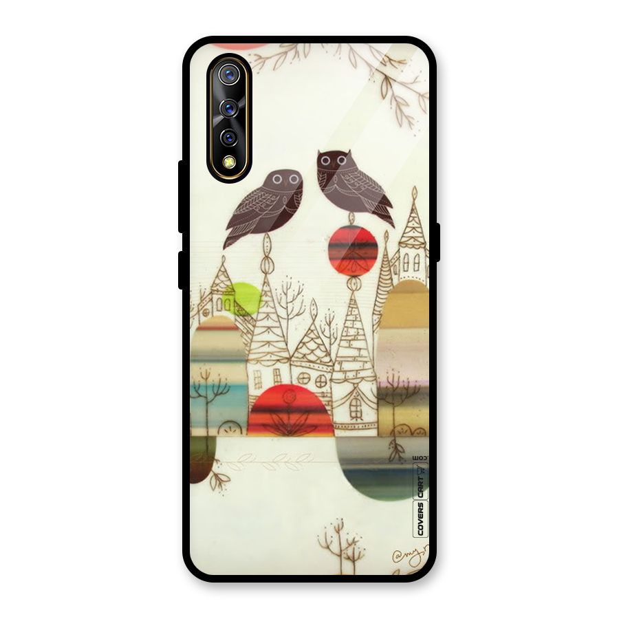 Owl Art Glass Back Case for Vivo S1