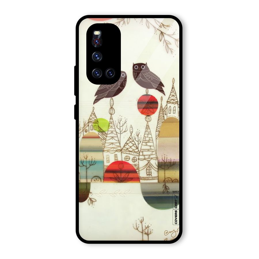 Owl Art Glass Back Case for Vivo V19