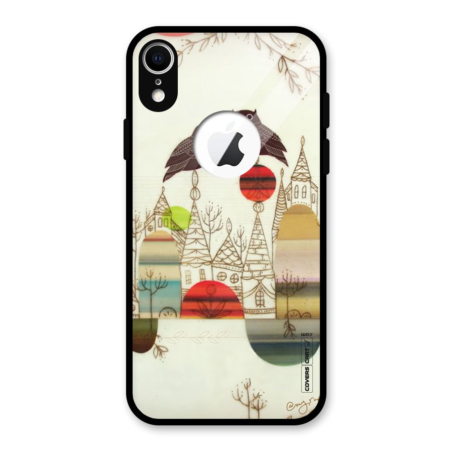 Owl Art Glass Back Case for iPhone XR Logo Cut