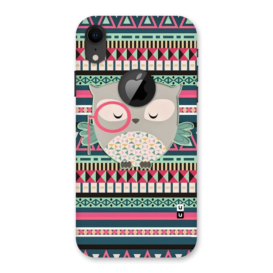 Owl Cute Pattern Back Case for iPhone XR Logo Cut