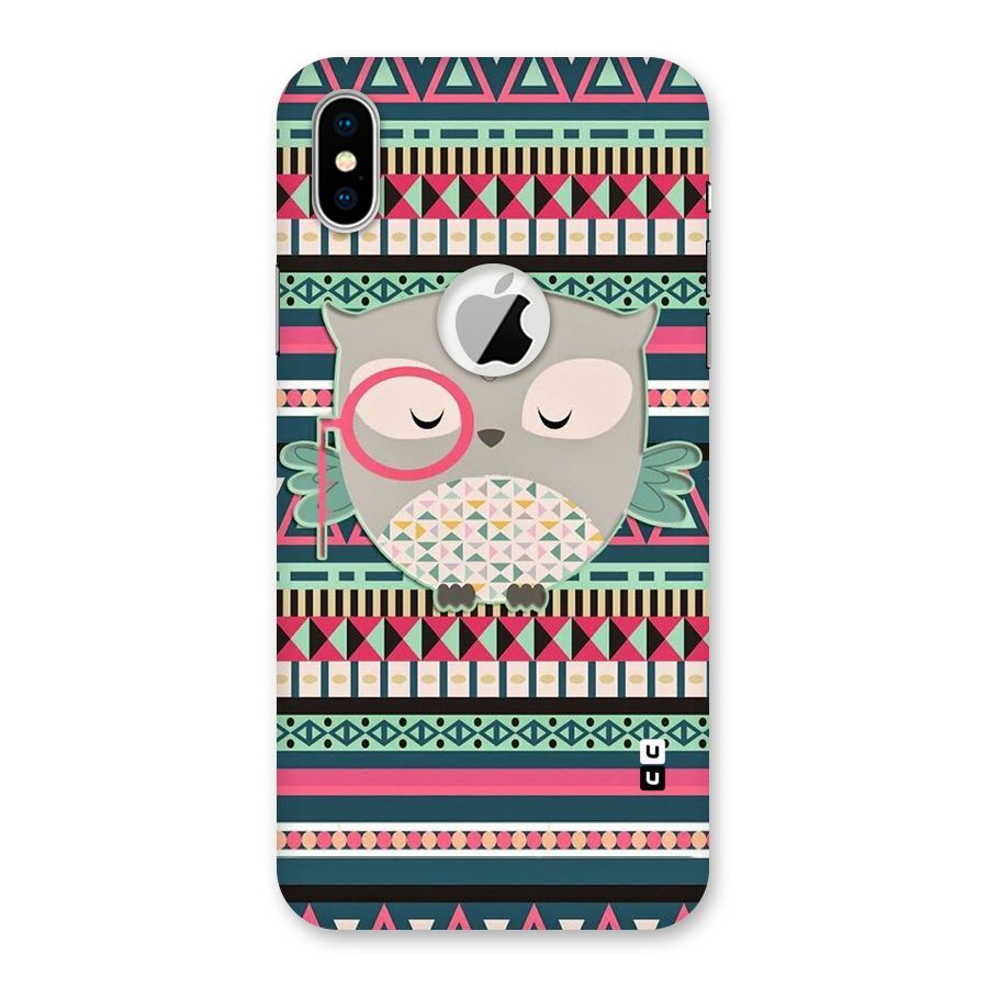 Owl Cute Pattern Back Case for iPhone X Logo Cut