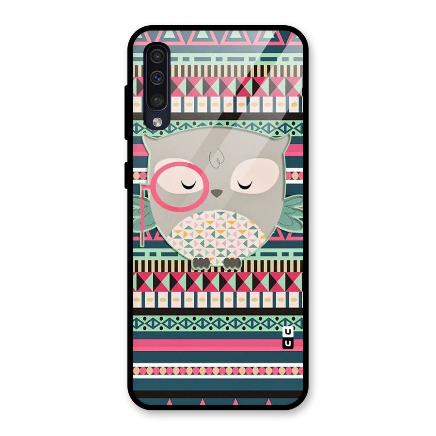 Owl Cute Pattern Glass Back Case for Galaxy A30s