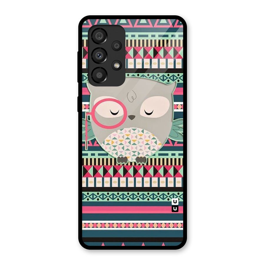 Owl Cute Pattern Glass Back Case for Galaxy A33 5G