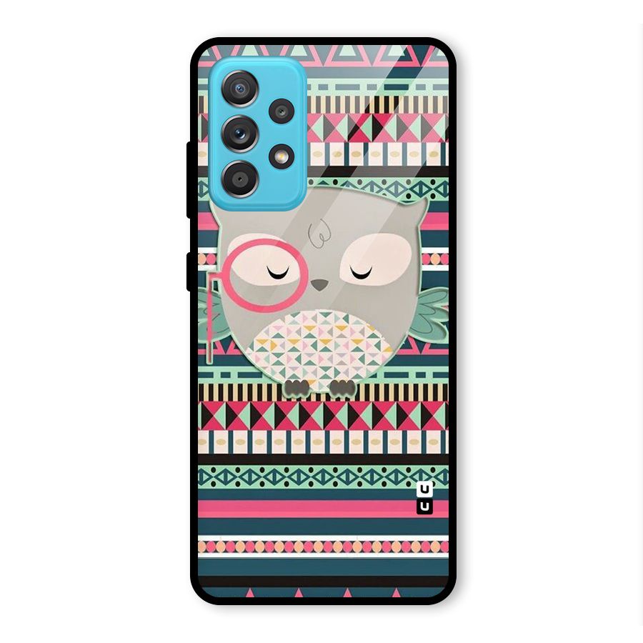 Owl Cute Pattern Glass Back Case for Galaxy A52s 5G