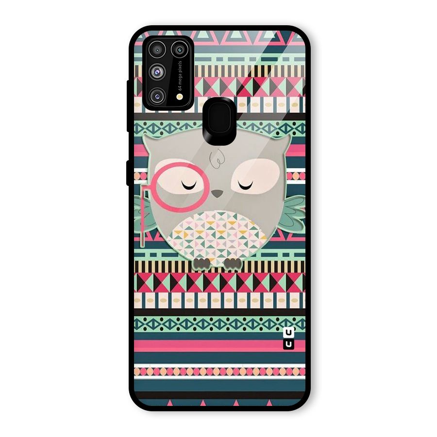 Owl Cute Pattern Glass Back Case for Galaxy F41
