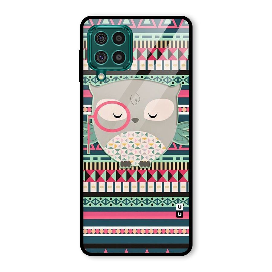 Owl Cute Pattern Glass Back Case for Galaxy F62