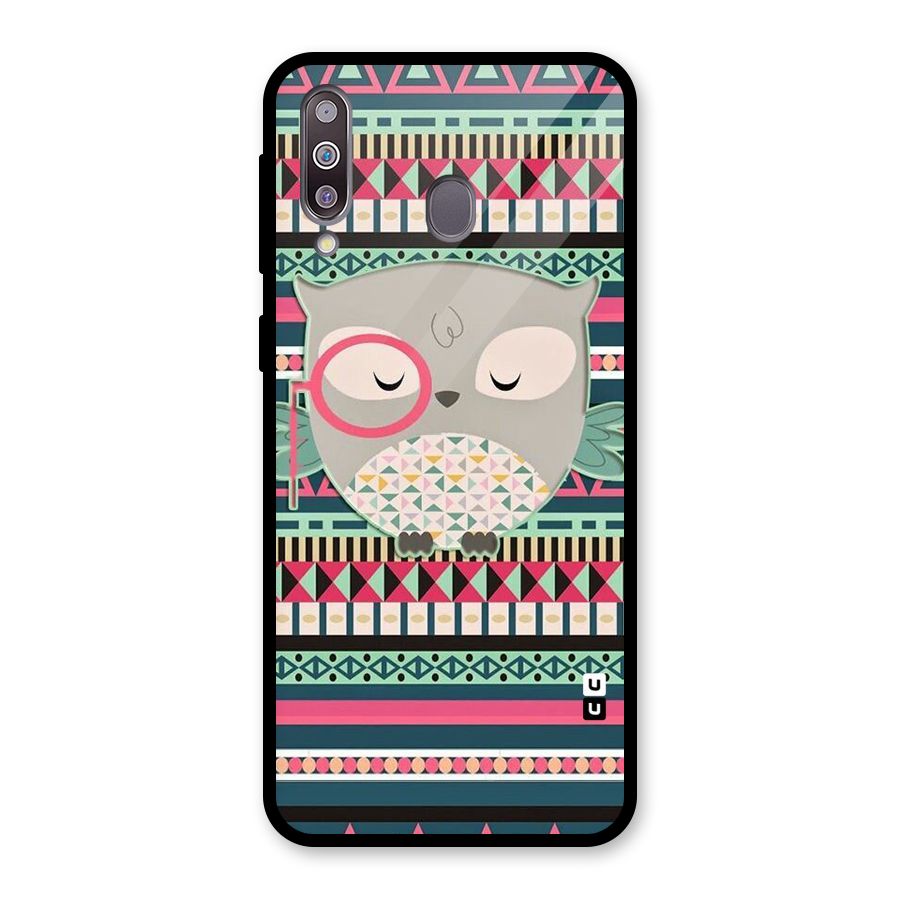 Owl Cute Pattern Glass Back Case for Galaxy M30