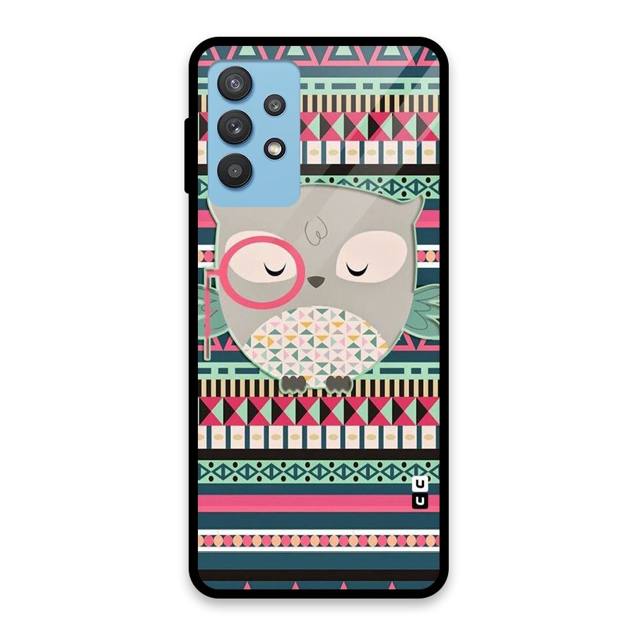 Owl Cute Pattern Glass Back Case for Galaxy M32 5G