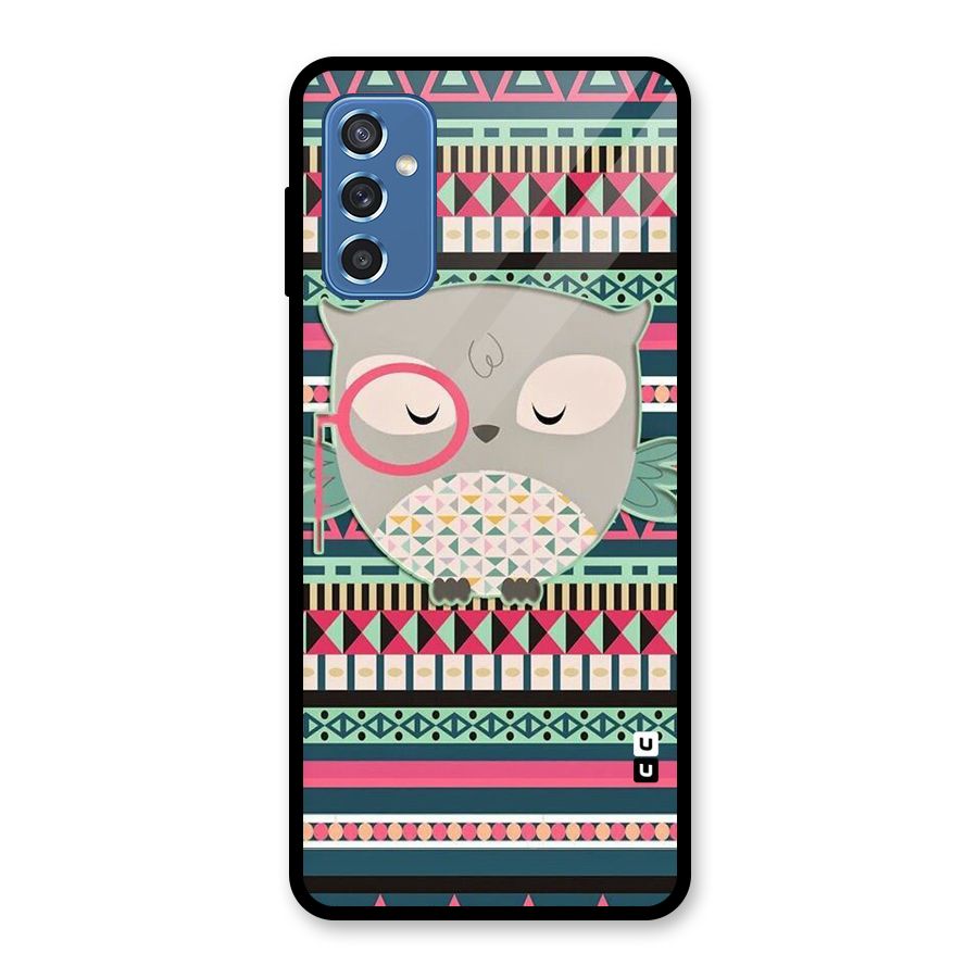Owl Cute Pattern Glass Back Case for Galaxy M52 5G