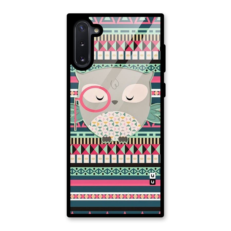 Owl Cute Pattern Glass Back Case for Galaxy Note 10