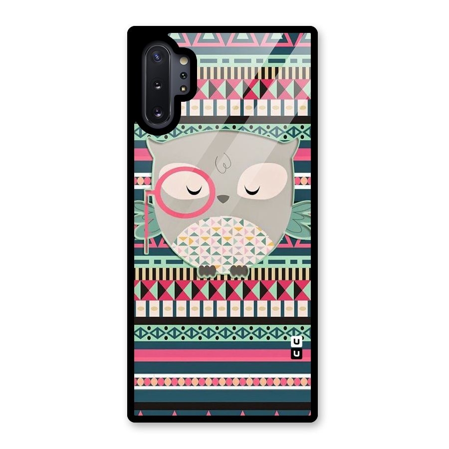 Owl Cute Pattern Glass Back Case for Galaxy Note 10 Plus