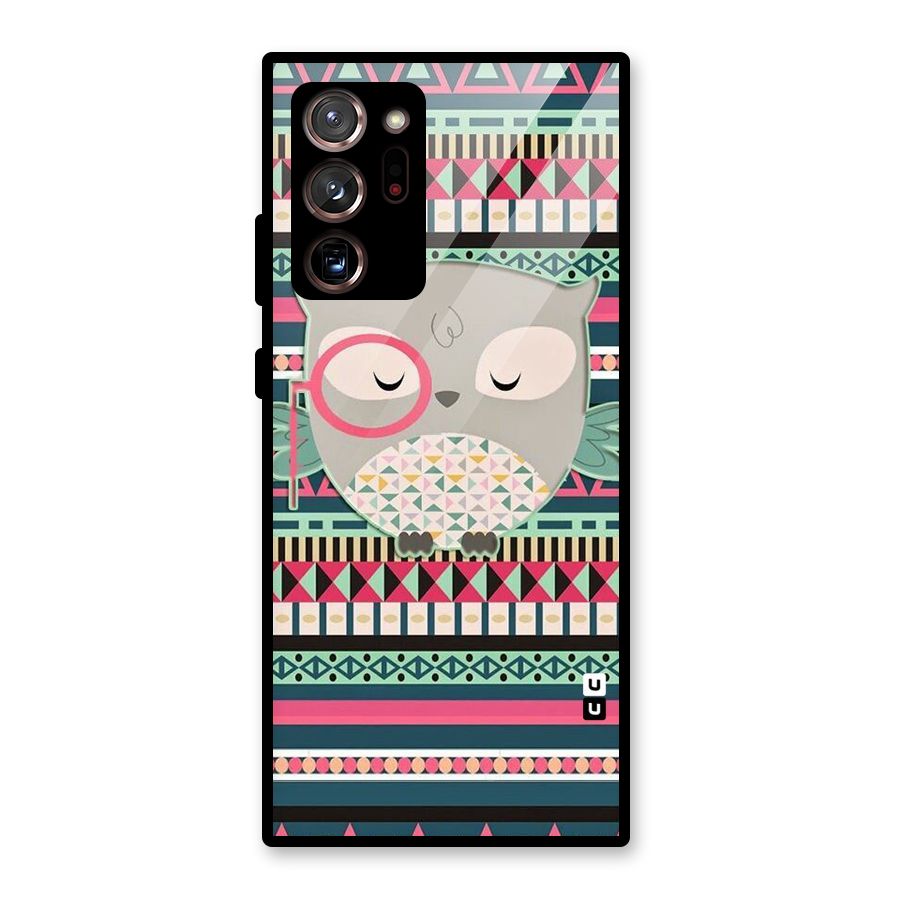 Owl Cute Pattern Glass Back Case for Galaxy Note 20 Ultra