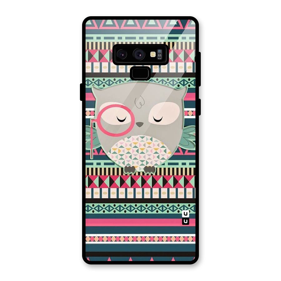 Owl Cute Pattern Glass Back Case for Galaxy Note 9
