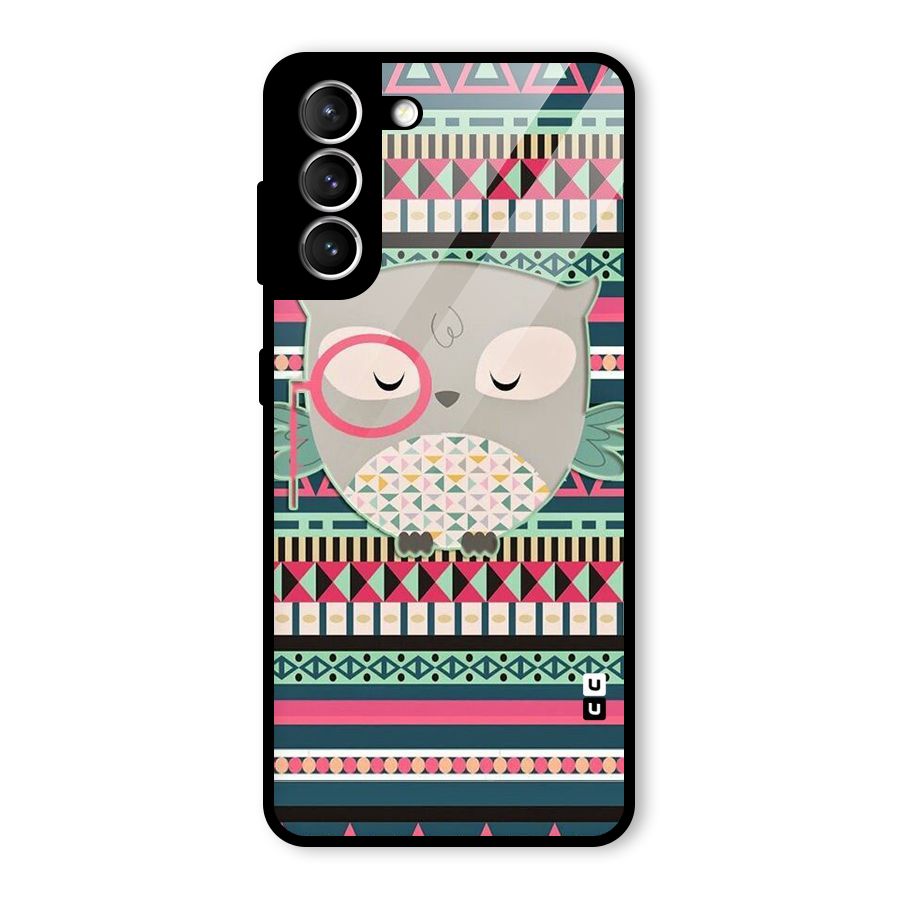 Owl Cute Pattern Glass Back Case for Galaxy S21 5G