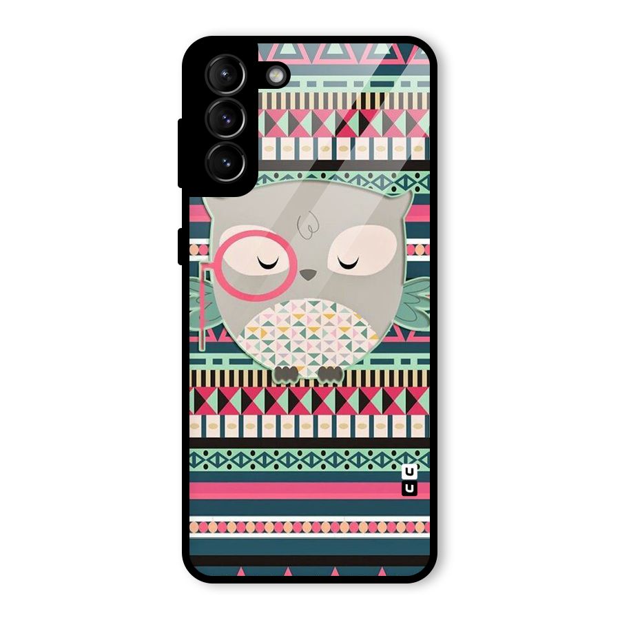 Owl Cute Pattern Glass Back Case for Galaxy S21 Plus