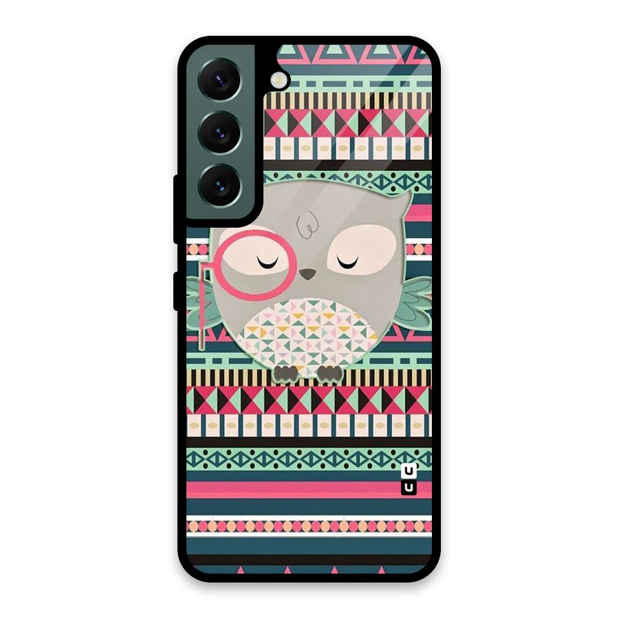 Owl Cute Pattern Glass Back Case for Galaxy S22 5G