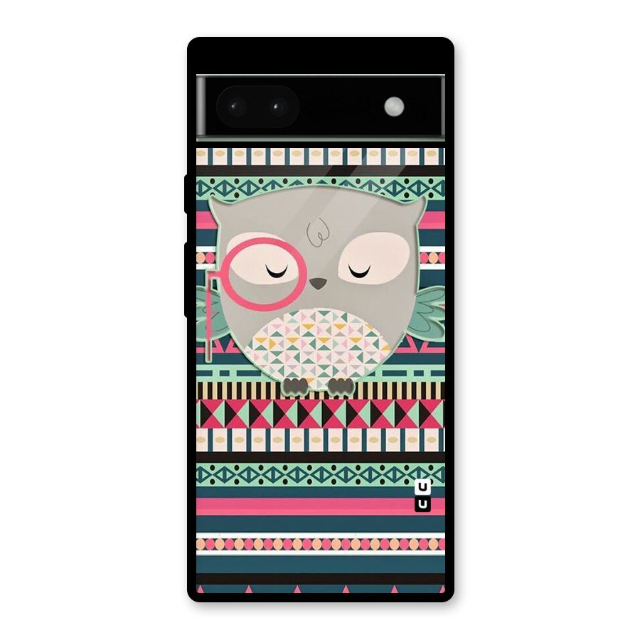 Owl Cute Pattern Glass Back Case for Google Pixel 6a