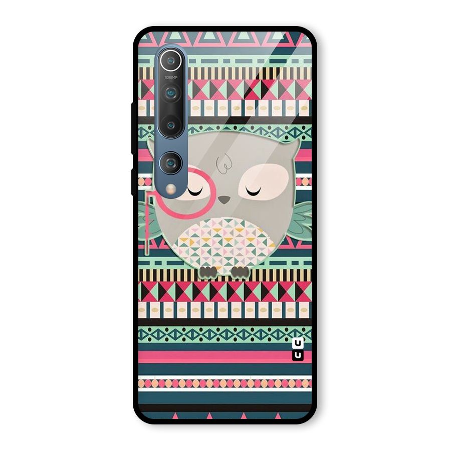Owl Cute Pattern Glass Back Case for Mi 10