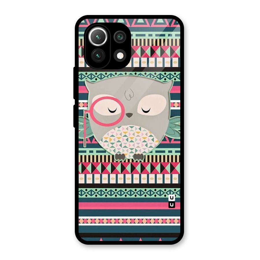 Owl Cute Pattern Glass Back Case for Mi 11 Lite NE 5G