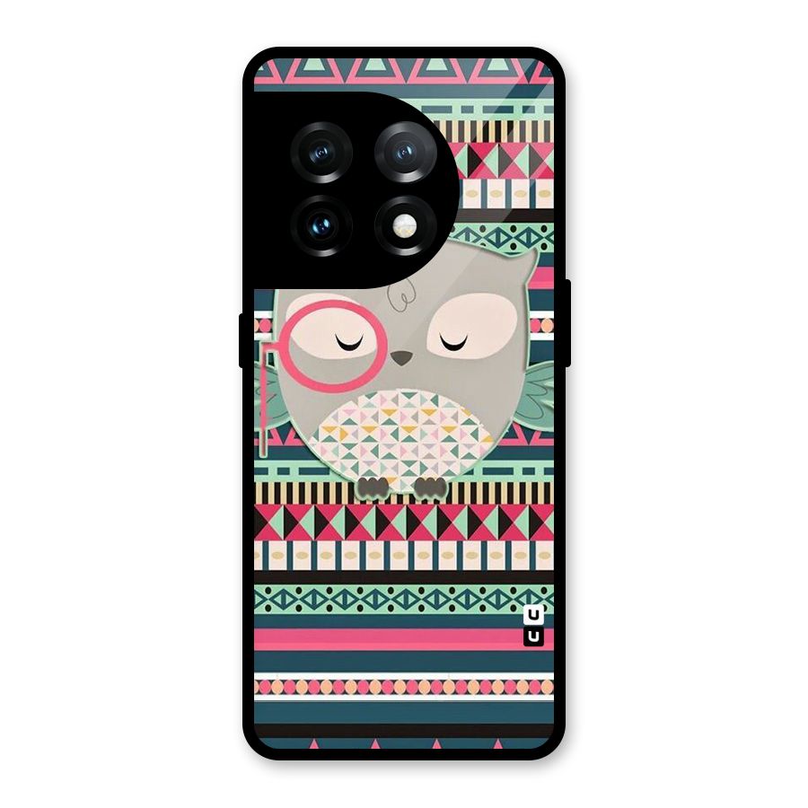 Owl Cute Pattern Glass Back Case for OnePlus 11
