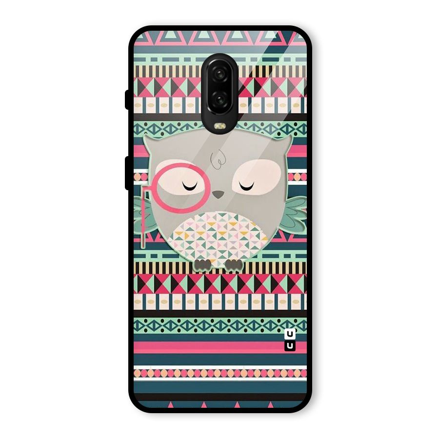 Owl Cute Pattern Glass Back Case for OnePlus 6T