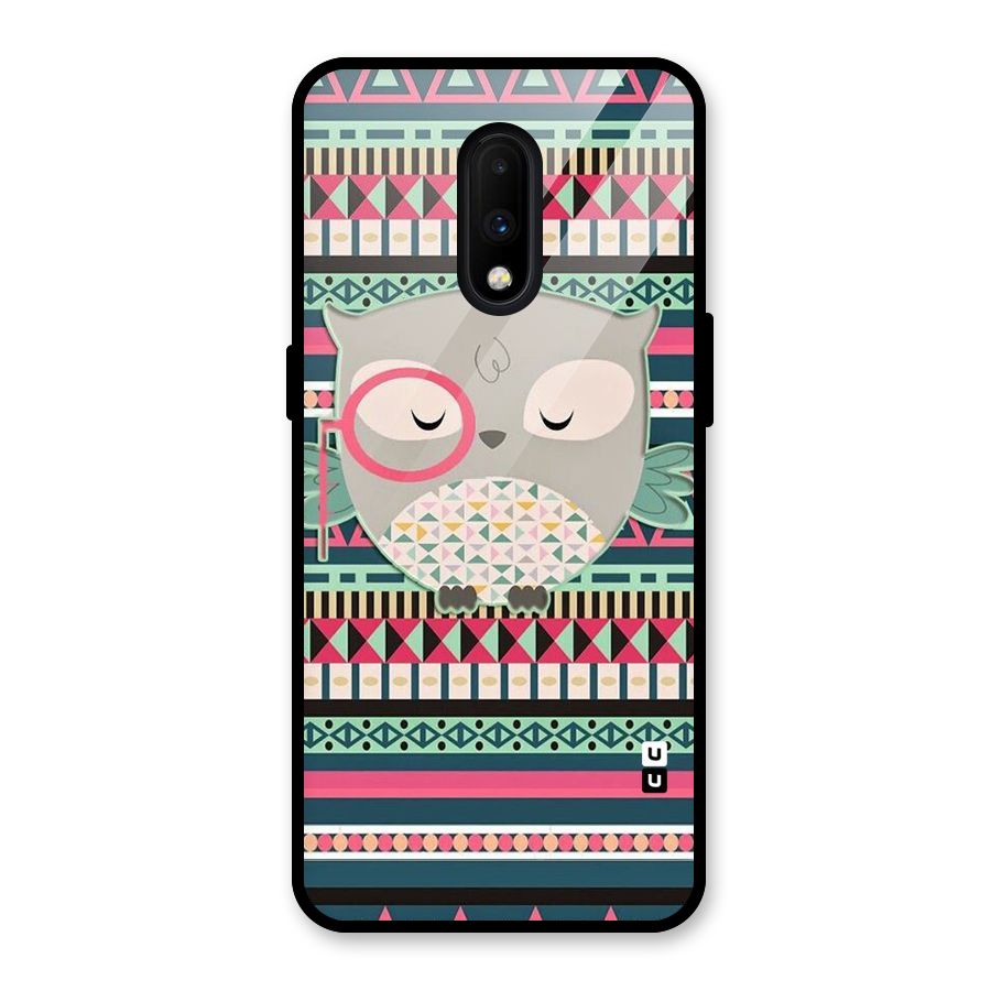Owl Cute Pattern Glass Back Case for OnePlus 7
