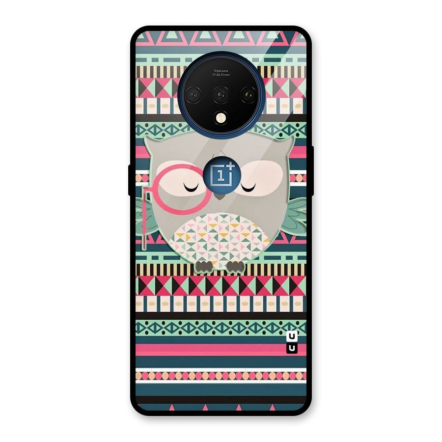 Owl Cute Pattern Glass Back Case for OnePlus 7T
