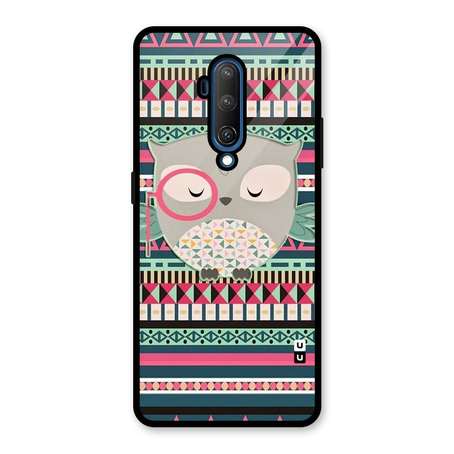 Owl Cute Pattern Glass Back Case for OnePlus 7T Pro