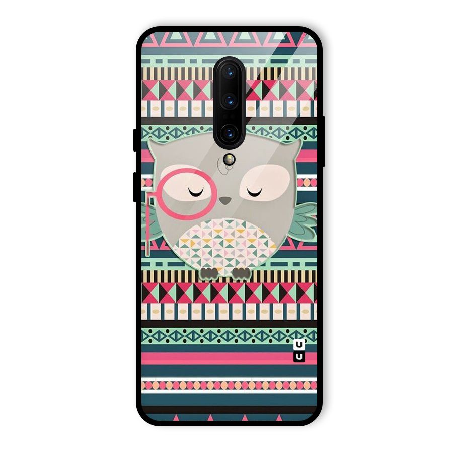 Owl Cute Pattern Glass Back Case for OnePlus 7 Pro