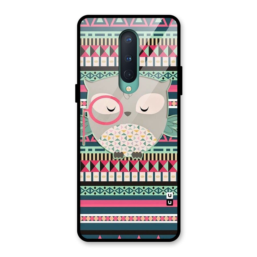 Owl Cute Pattern Glass Back Case for OnePlus 8