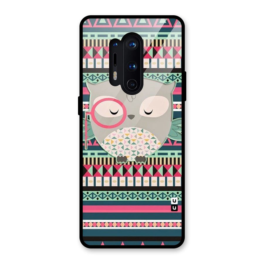 Owl Cute Pattern Glass Back Case for OnePlus 8 Pro