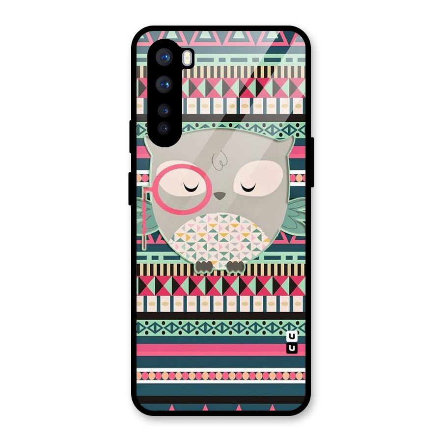 Owl Cute Pattern Glass Back Case for OnePlus Nord