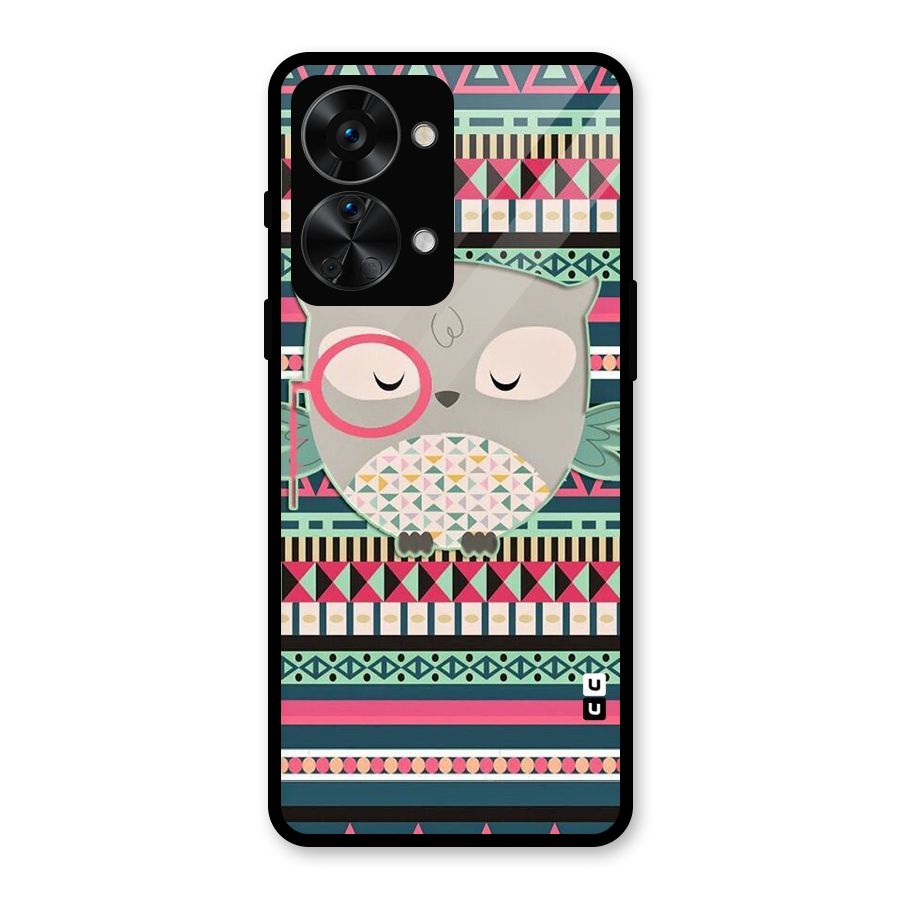 Owl Cute Pattern Glass Back Case for OnePlus Nord 2T