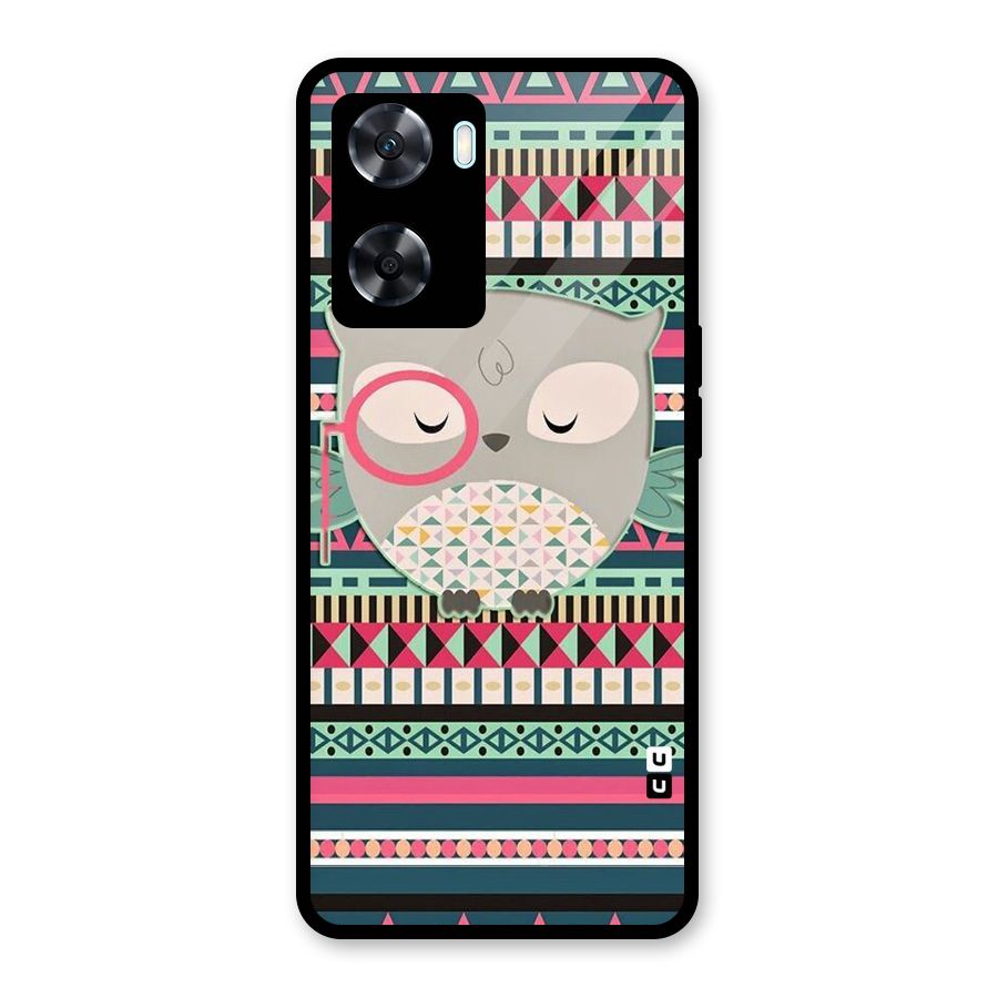 Owl Cute Pattern Glass Back Case for Oppo A77