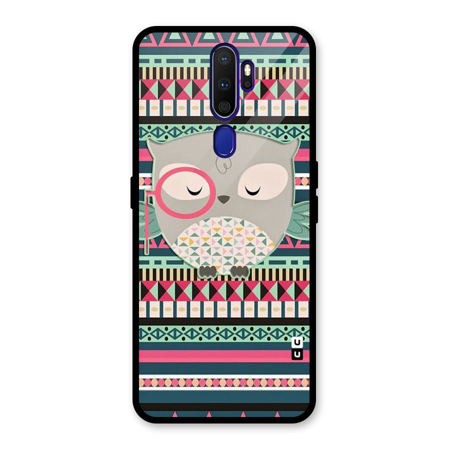 Owl Cute Pattern Glass Back Case for Oppo A9 (2020)