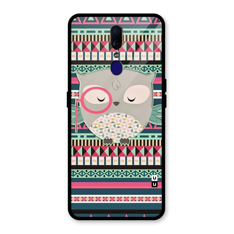 Owl Cute Pattern Glass Back Case for Oppo F11