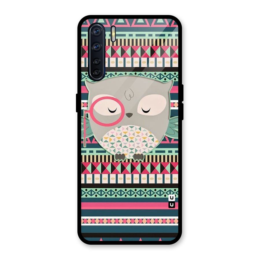 Owl Cute Pattern Glass Back Case for Oppo F15