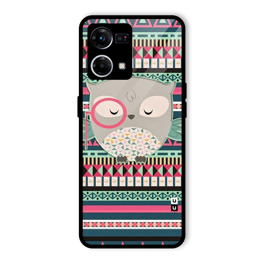 Owl Cute Pattern Glass Back Case for Oppo F21 Pro 4G