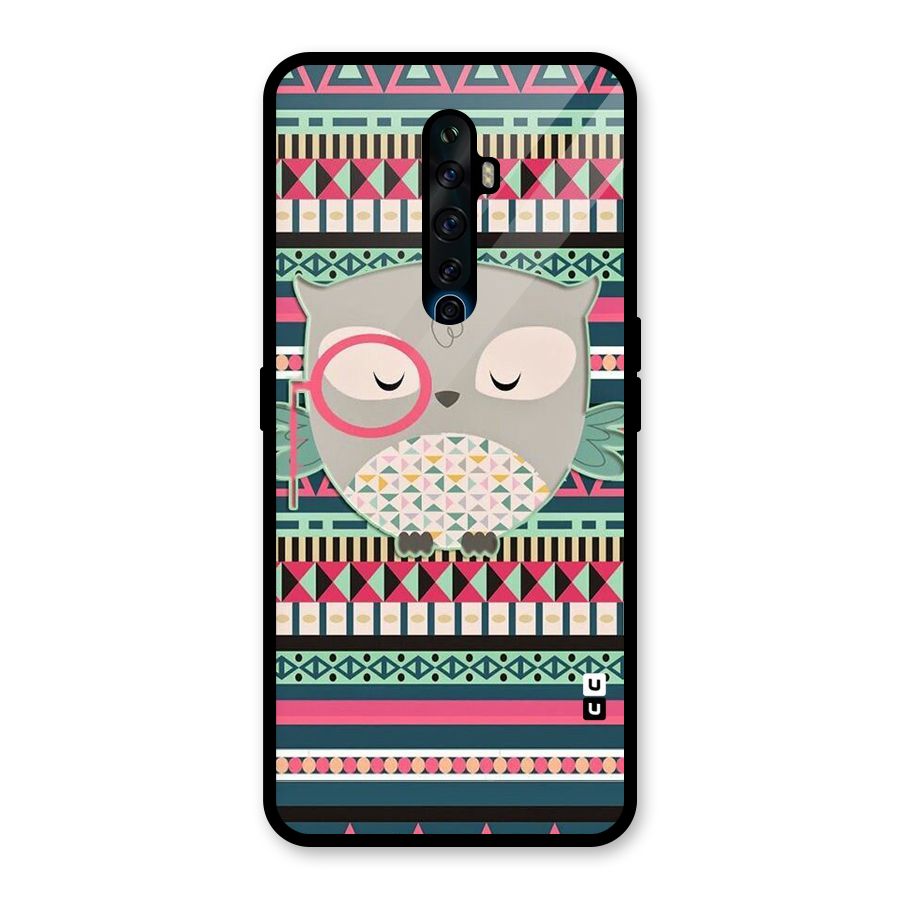 Owl Cute Pattern Glass Back Case for Oppo Reno2 Z