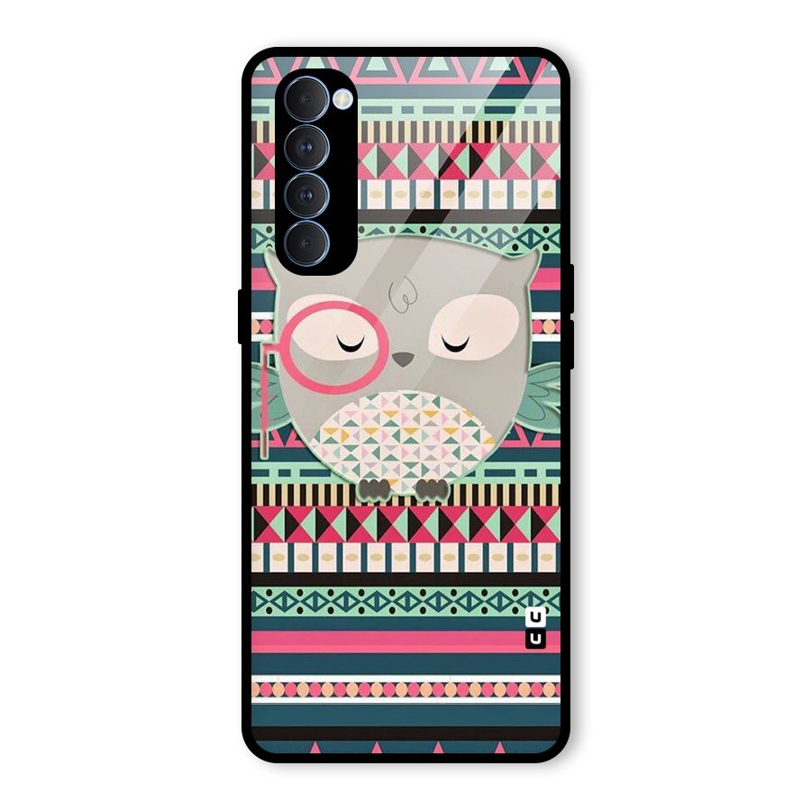 Owl Cute Pattern Glass Back Case for Oppo Reno4 Pro