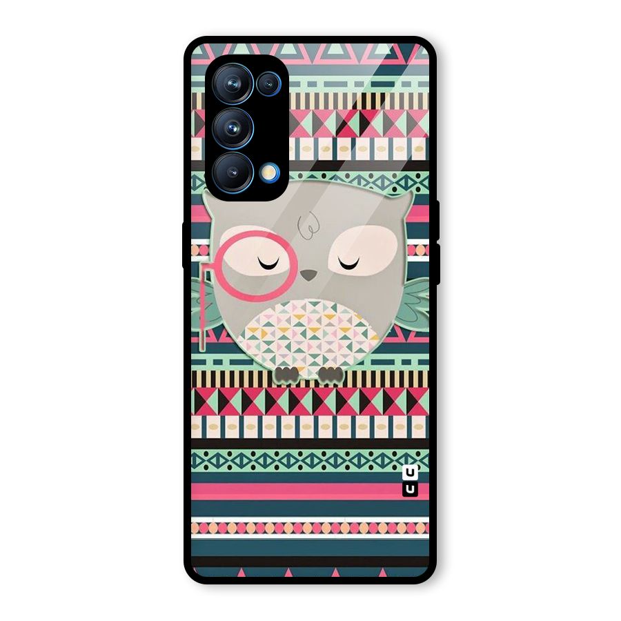 Owl Cute Pattern Glass Back Case for Oppo Reno5 Pro 5G